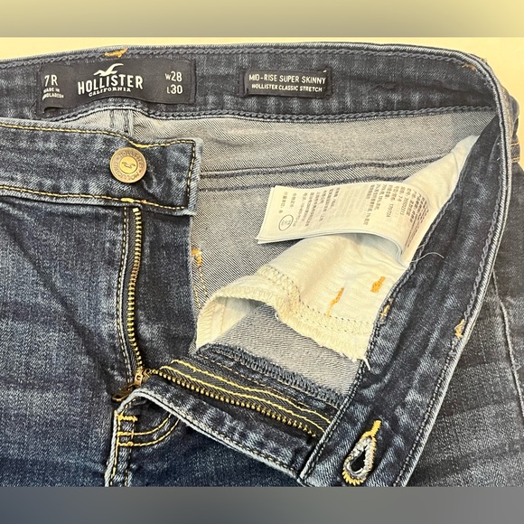 Hollister Dark Blue Mid-Rise Super Skinny Jeans Classic Stretch Women’s Size 7R - Picture 8 of 14